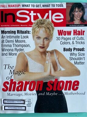 InStyle Magazine October 1998 Sharon Stone Elizabeth Hurley Address Label Attach